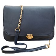 Dark Blue Real Leather Crossbody Bag